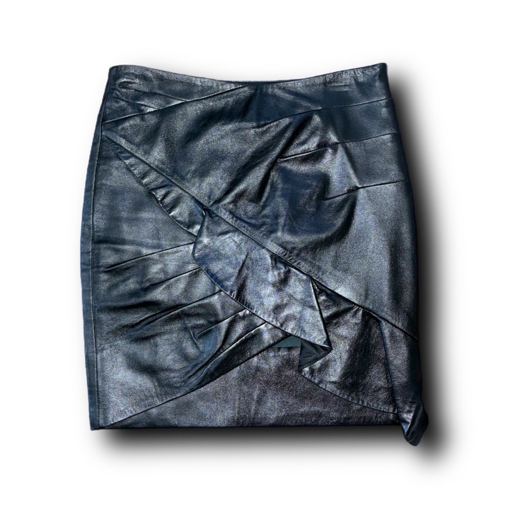 IRO Mhalana Lamb Leather Black Asymmetrical Mini Skirt Designer Mobwife Vibes